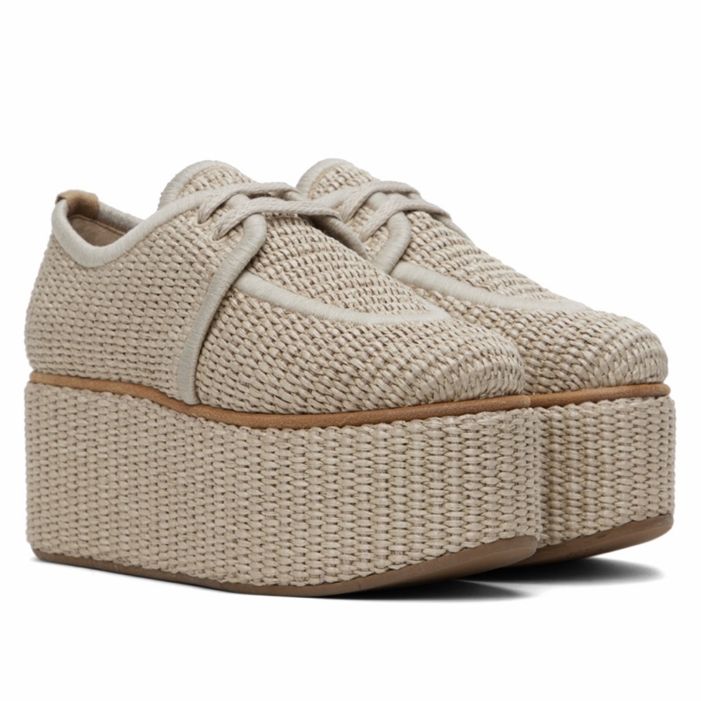 MaxMara Cream Platform Woven Shoes